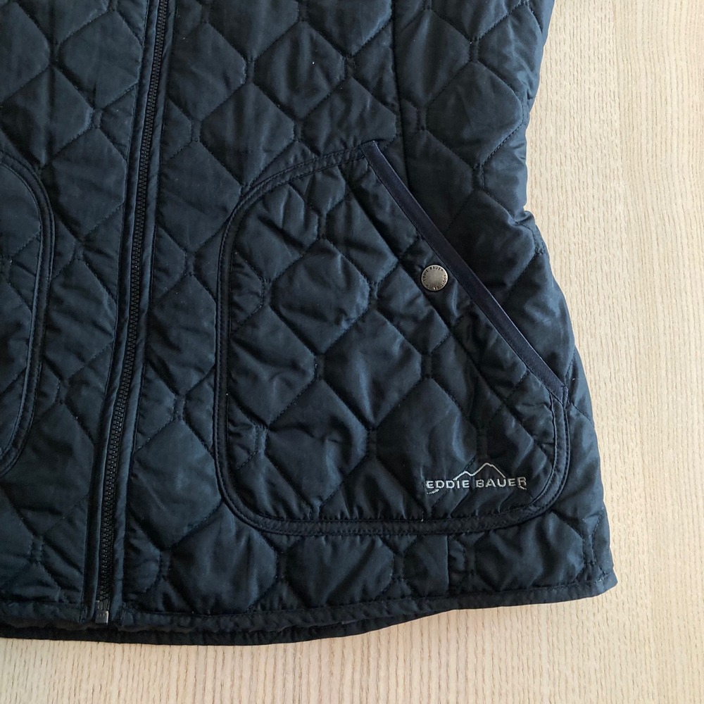 Eddie Bauer Jacket Womens L Black Quilted Puffer Full Zip Mock Neck Lightweight - Picture 13 of 14
